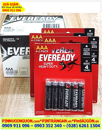 COMBO mua 01Hộp (12vỉ=72viên) Pin AAA 1.5v Eveready 1212-BP6 Heavy Duty _Giá 348.000/ Hộp72viên